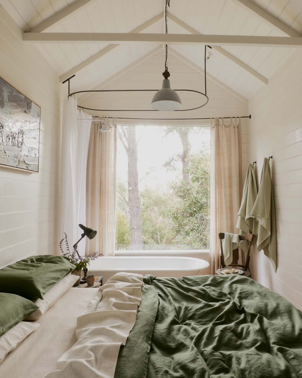 Oatmeal & White Stripe 100% French Flax Linen Flat Sheet