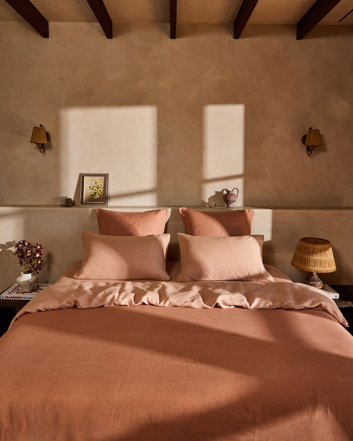 Terracotta 100% French Flax Linen Fitted Sheet