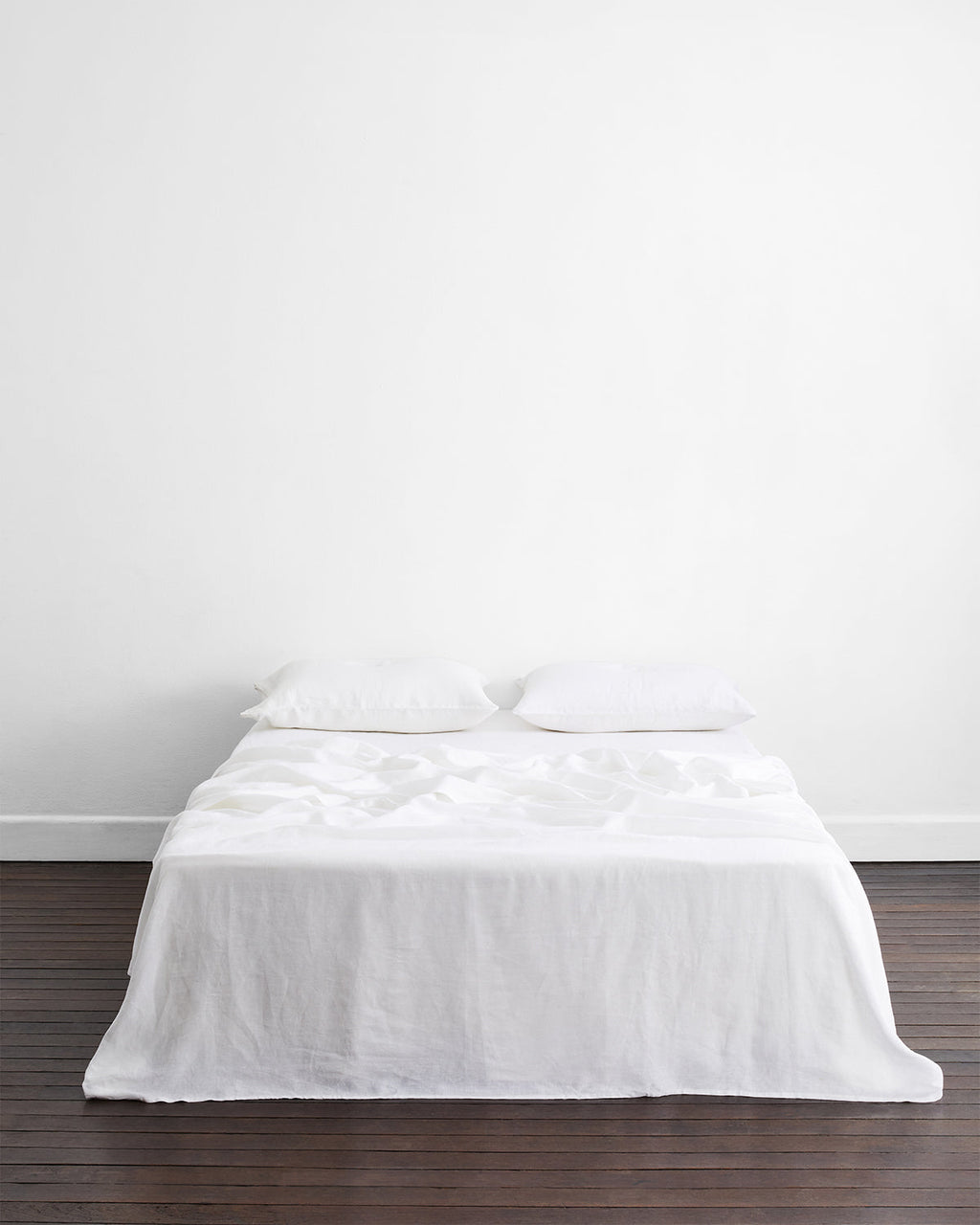 White 100% French Flax Linen Flat Sheet