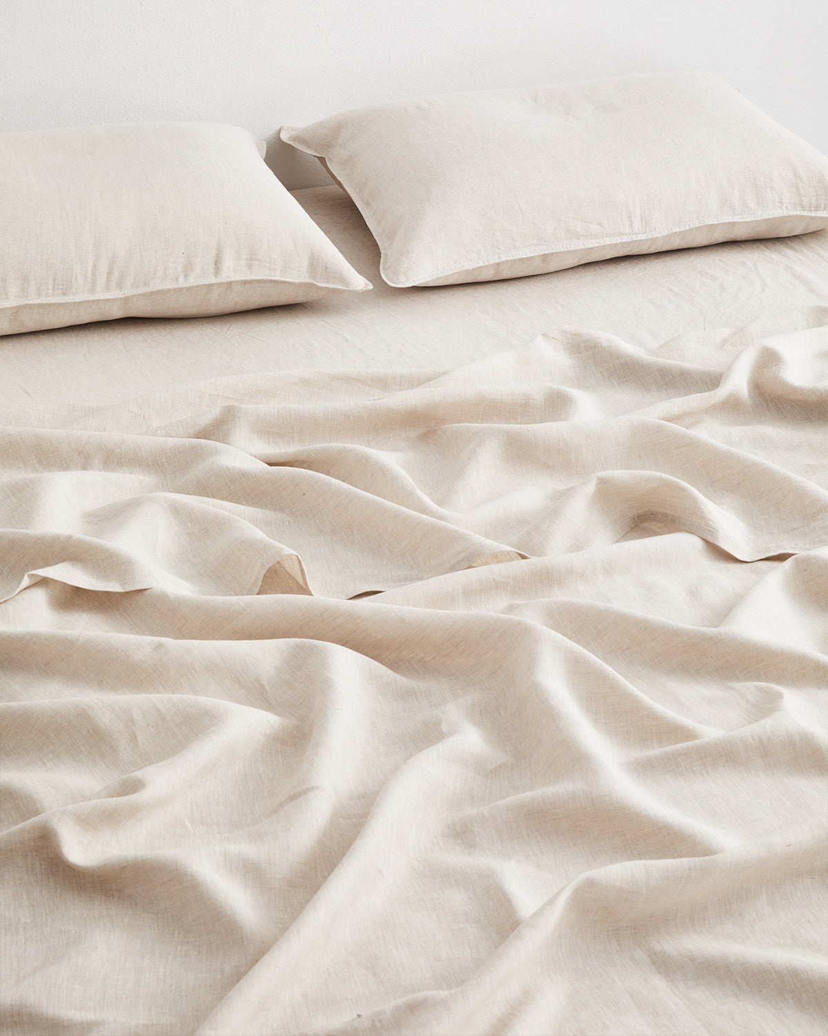Oatmeal & White Stripe 100% French Flax Linen King Pillowcases (Set of Two)