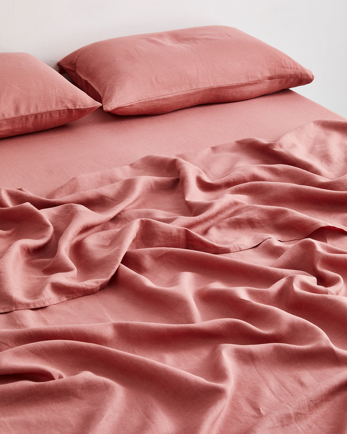 Pink Clay 100% French Flax Linen Flat Sheet