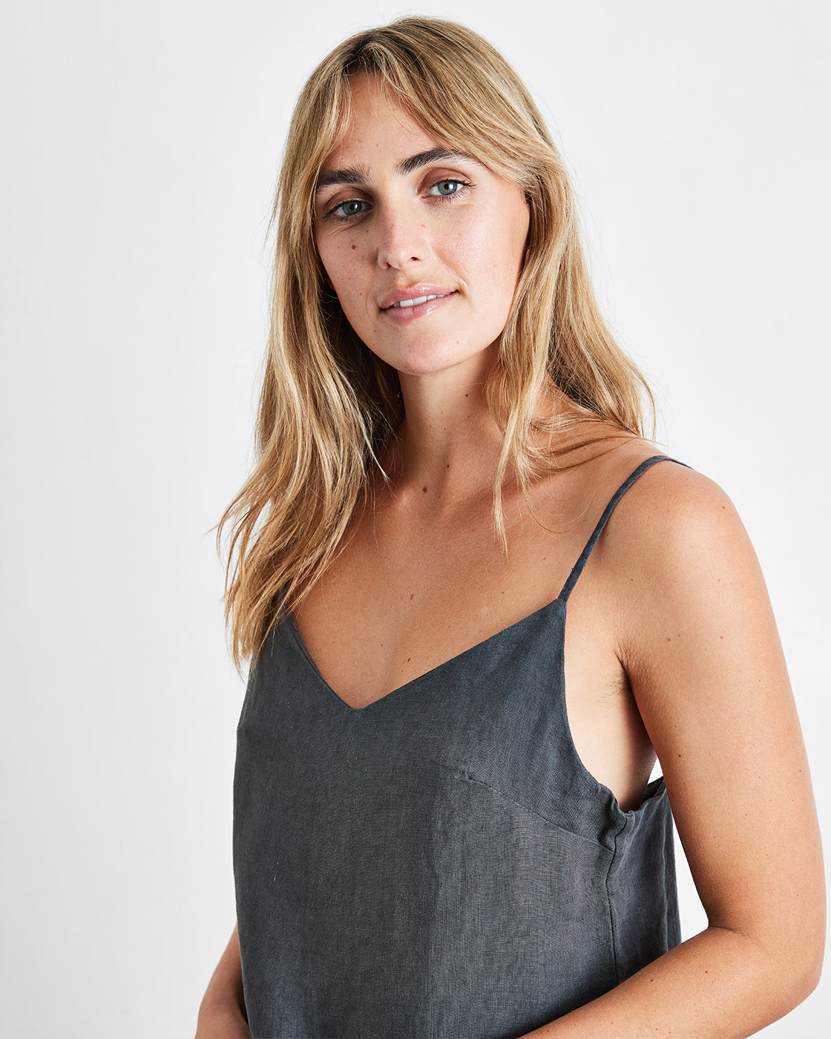 Charcoal 100% French Flax Linen Slip