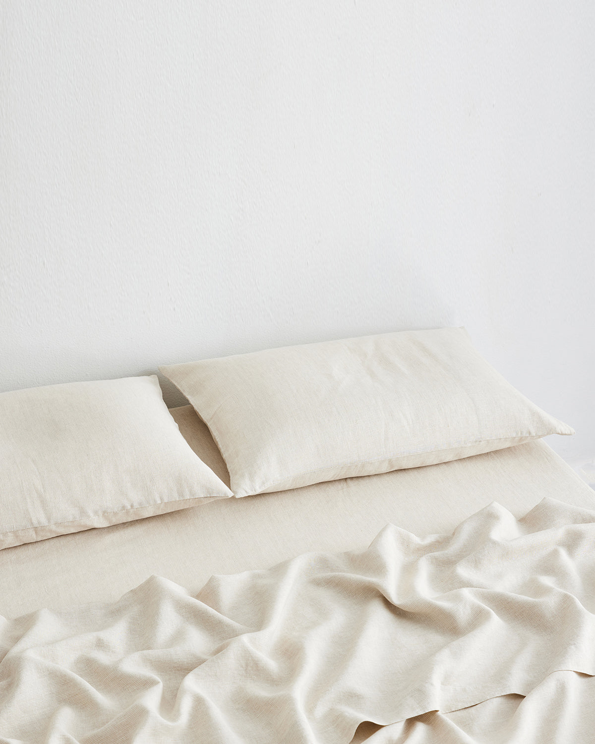 Oatmeal & White Stripe 100% French Flax Linen Fitted Sheet