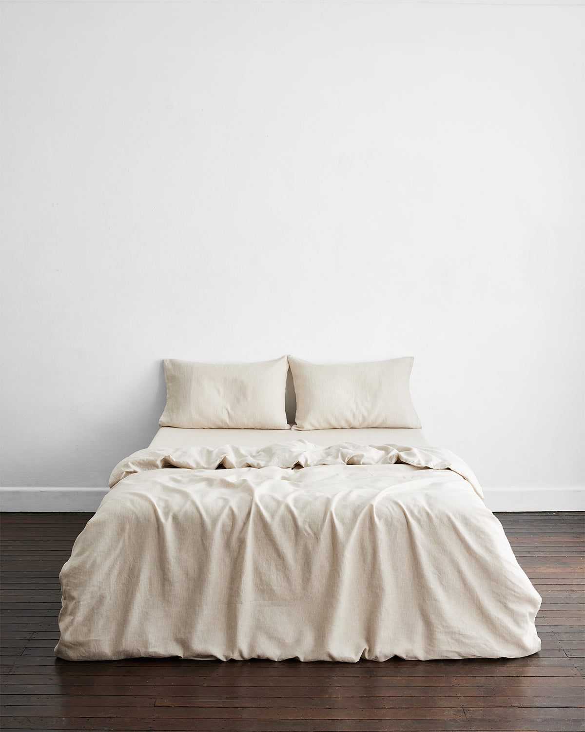 Oatmeal & White Stripe 100% French Flax Linen Duvet Cover