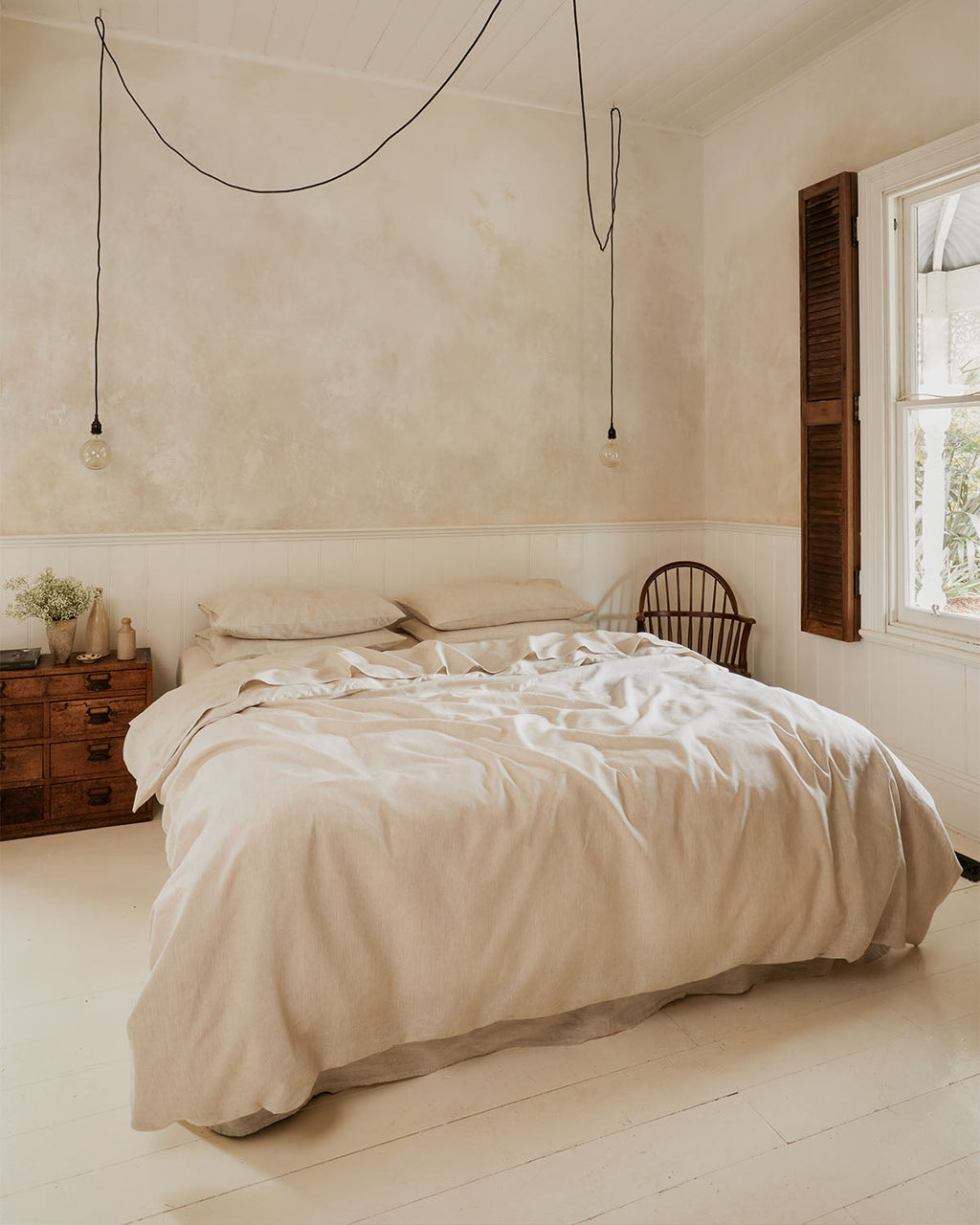 Oatmeal & White Stripe 100% French Flax Linen King Pillowcases (Set of Two)