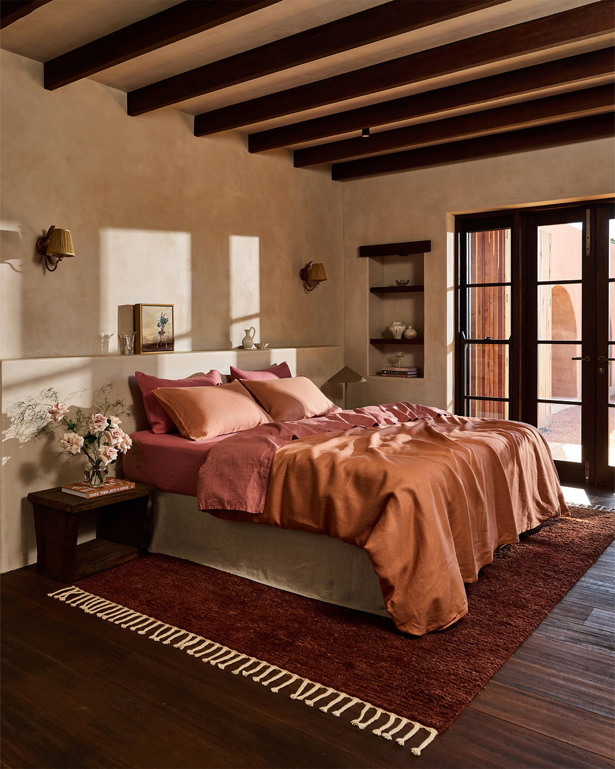 Pink Clay 100% French Flax Linen Sheet Set